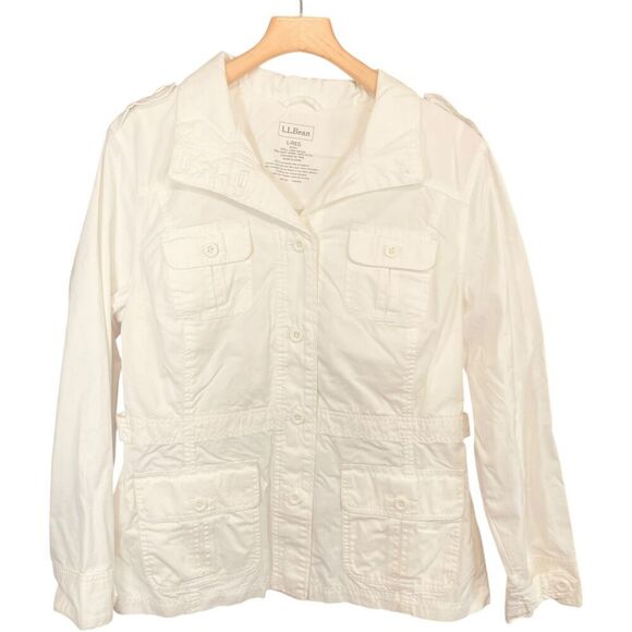 L.L.Bean | Classic Utility Safari Cotton Jacket White Size L | EUC - Picture 3 of 10